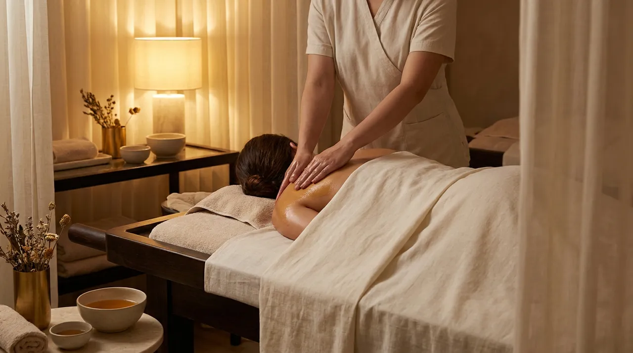 Warm herbal oil Ayurvedic Abhyanga massage at Brightonic, Dwarka
