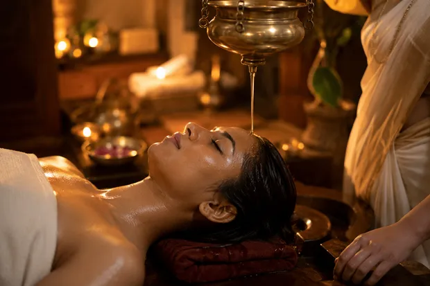 Ayurvedic Shirodhara Panchakarma therapy at Brightonic, Dwarka